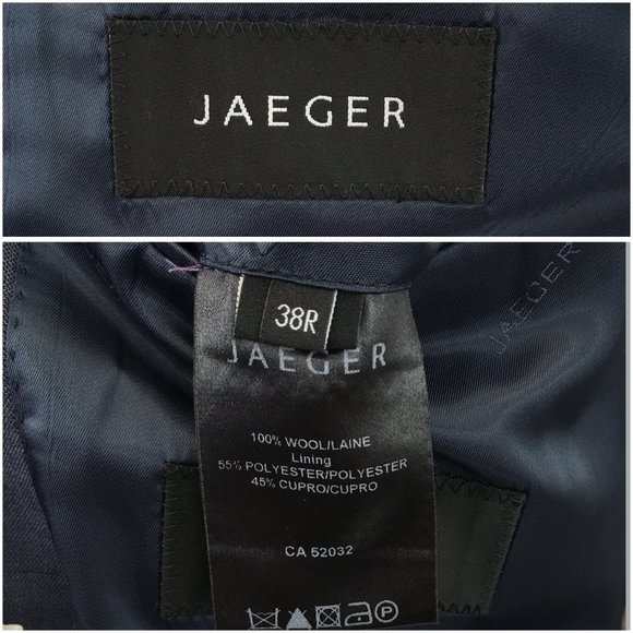 Jaeger Mens Blazer Sport Coat Three Button Jacket Wool Size 38R Men Casual Suits - Picture 8 of 13